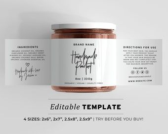 Pantry Labels Template, Beauty Products Labels, Jam Label, Jar Packaging, Cosmetic Labels, Ingredient Labels, Pantry Labels, Candle Labels, Jar Labels