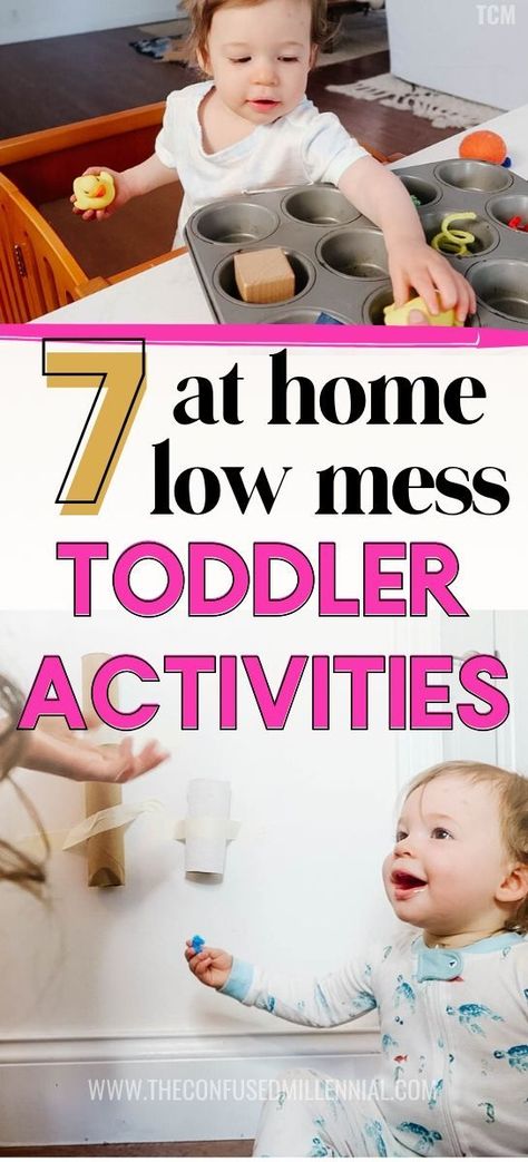 7 At Home Toddler Activities With Household Items You Already Own, indoor toddler activities under 2, 2 year old indoor diy activities for a rainy day at home, keep toddler busy at 18 months, mess free things to do with young children or older babies using items at home or from dollar tree or dollar store, easy diy activity for 1 year old, #toddleractivities, #toddleractivity Home Toddler Activities, At Home Toddler Activities, Toddler Activities At Home, Toddler Home Activities, Toddler Parenting, Indoor Activities For Toddlers, Easy Toddler Activities, Toddler Sensory, Indoor Activities For Kids