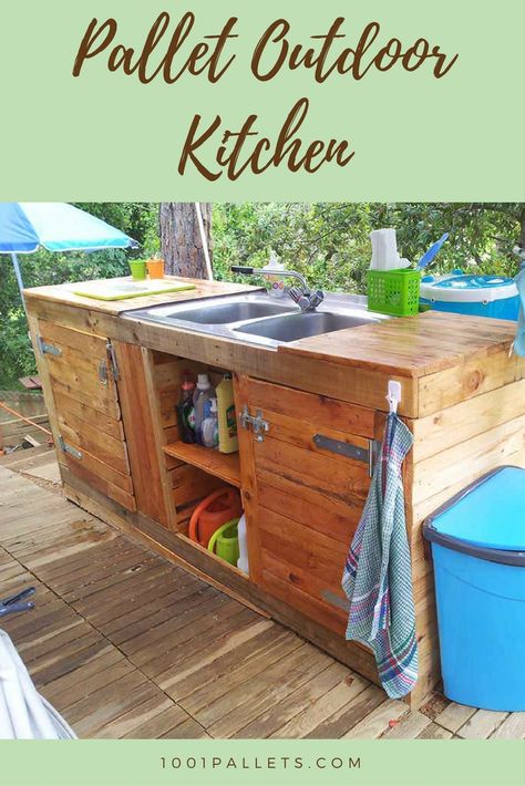 Pallet Outdoor Kitchen Pallet Outdoor Kitchen, Pallets Patio, Pallet Kitchen Island, Repurposed Pallet Wood, Table Palette, Pallet Kitchen, Outdoor Kitchen Countertops, Pallet Patio, Recycled Pallet