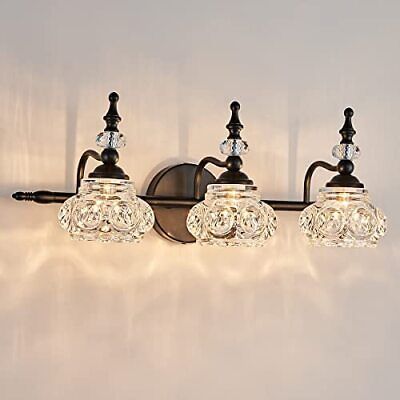 💡【Multi-Scene Application】The size of this bathroom lamp is:Length 22.5" x W 9.5" x Height 7.9". Perfect for your bathroom, powder room, dressing table, mirror cabinets, vanity table, dining room, corridor, art display, etc. Vintage Bathroom Vanity, Bathroom Vanity Light Fixture, Lights Bathroom, Bathroom Vanity Light, Vintage Bathroom, Vanity Light, Light Fixture, Crystal Glass, Bathroom Lighting