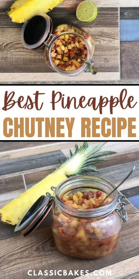 Do you have a fresh pineapple that you need to use up? Make this easy Pineapple Chutney. Your taste buds will be doing a little happy dance. To make this Pineapple Chutney, start by sautéing the red onion and spices in olive oil. Then add the ingredients and simmer for 30 minutes until the Chutney thickens. Besides being tasty, this Chutney is also nutritious. Pineapple is rich in vitamin C and manganese, which boosts immunity and bone health. Roti Trinidad, Freezing Pineapple, Pepper Roti, Pineapple Chutney, Paratha Roti, Sautéed Onions, Chutney Recipe, Fresh Pineapple, Savory Dishes