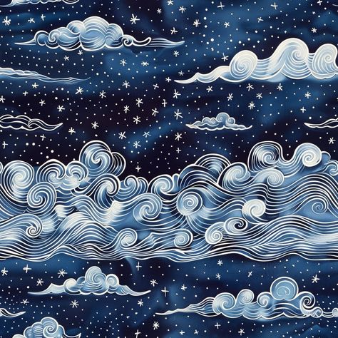 Solana Wallpaper - Painted Paper Night Sky Tattoos, Sky Tattoos, Swirling Clouds, Sky Ceiling, Cloudy Nights, Cloud Canvas, Blue Wallpaper Iphone, Twinkling Stars, Twinkle Star