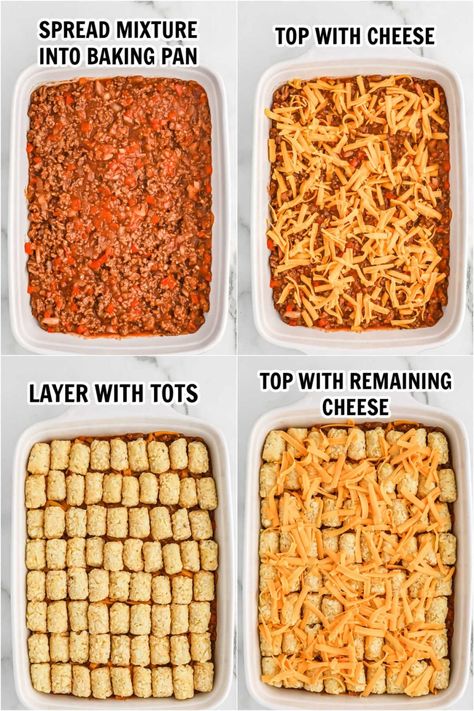 Tator Tot Sloppy Joe Casserole Recipe, Tator Tot Recipe, Best Sloppy Joe Recipe, Favorite Casserole Recipes, Sloppy Joe Casserole, Tater Tot Recipes, Eating On A Dime, Tator Tots, Freezable Meals