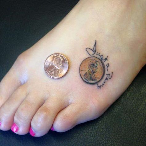 Just a penny... Actual size with her mom's handwriting, do… | Flickr Lucky Penny Tattoo, Penny Tattoo Ideas, Penny Tattoo, Grandpa Tattoo, Lucky Tattoo, Matching Tats, Heaven Tattoos, Mother Tattoos, Lucky Penny