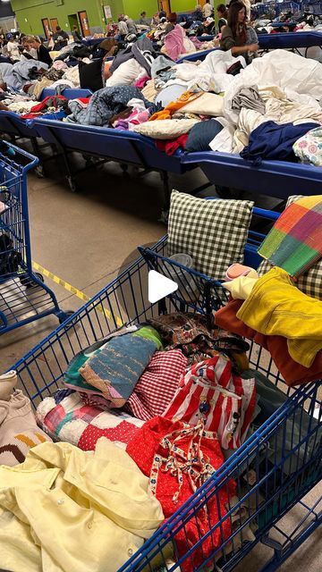 Caitlin B. ☻ on Instagram: "Some great finds at the goodwill blue bins yesterday! I was there for about five hours and spent about $67 on three big IKEA bags worth of stuff that would otherwise be trash right now. Resellers aren’t causing a shortage of thriftable clothes— every trip I watch countless bins get rolled away when time’s up, with heaps of clothes still in them, ready to be put into building-sized bales and shipped to be another country’s trash problem. And the stuff is mostly still great. I see loads of cute Target pieces that I don’t pick up because they aren’t lucrative and I’m not out here aiming to be a hoarder. But tell me how there’s a shortage of secondhand due to resellers if I’m watching HEAPS of the stuff regular thrifters would want still getting rolled away?" Ikea Bags, Goodwill Bins, Another Country, I Watch, Target, Building, Blue, Clothes, Instagram