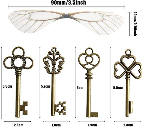 AmazonSmile: SANNIX Set of 30 Flying Keys DIY with Dragonfly Wing Charms Wings and Vintage Skeleton Key, Elastic Crystal String Harry Potter Keys With Wings, Flying Keys Harry Potter, Harry Potter Weihnachten, Imprimibles Harry Potter Gratis, Flying Keys, Imprimibles Harry Potter, Key Diy, Cumpleaños Harry Potter, Harry Potter Owl