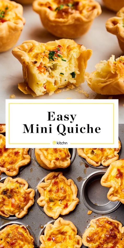 Easy Mini Quiche, Mini Quiche Cups, Mini Quiche Recipe, Quiche Cups, Mini Quiche Recipes, Quiche Recipes Easy, Brunch Items, Brunch Spread, Mini Quiches