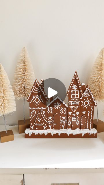 Liz Fenwick DIY on Instagram: "Gingerbread decor is SO popular this Christmas season! 🎄 When I saw gingerbread houses everywhere on Pottery Barn’s website, I knew I HAD to do a budget-friendly DIY! I found this home display at my local Dollar Tree Plus and I love how it turned out!! 😍 #dollartree #dollartreefinds #dollartreecommunity #dollartreediy #dollartreeobsessed #dollartreecrafts #dollartreehaul #christmasdecor #christmasdiy #diychristmas #diychristmasdecor #gingerbreadhouse #gingerbreaddecor" Diy Gingerbread Village, Liz Fenwick Diy, Liz Fenwick, Ginger Bread House Diy, Gingerbread Decor, Gingerbread Diy, Dollar Tree Haul, Dollar Tree Finds, Christmas Gingerbread House