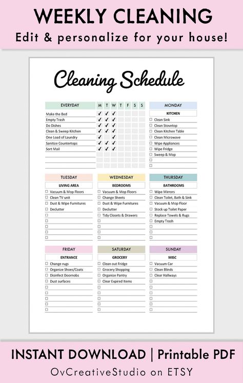 This daily, and weekly cleaning schedule helps you to organize your home perfectly. The cleaning checklist makes it easier to track your chores. Perfect for family chores - Adults, Kids Pre-filled & unfilled planners in PDF format. Use pre-filled planners for cleaning tips & edit. Ways to use this template: - Print & write manually - Edit using Acrobat software, Save, Print - Wri...#The #Home #Ultimate #Inspo #Schedule #Guide #a #Cleaning #Tidy #Motivation #to #CreativeIdeas #Creating #a #for Family Chores, Cleaning Aesthetic, Clean Edit, Clean Stove Top, Routine Checklist, Weekly Routine, Weekly Cleaning Schedule, House Tips, Clean Sweep