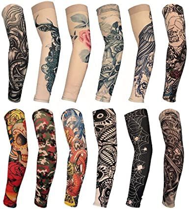 HOVEOX 12 Pcs Temporary Tattoo Sleeves Set Body Art Arm Stockings Protector Arts Fake Halloween Tattoo for Men Women Realistic Fake Tattoos, Fake Tattoo Sleeves, Feminine Tattoo Sleeves, Temporary Tattoo Sleeves, Custom Temporary Tattoos, Tattoo Sleeves, Badass Tattoos, Halloween Tattoos, Tattoo Sleeve Designs