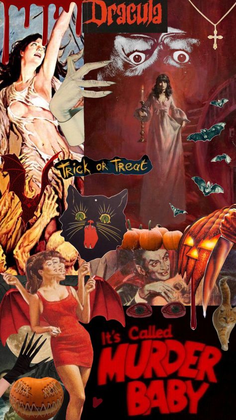 Classic Horror Movies Wallpaper, 80s Horror Movie Aesthetic, 70s Horror Aesthetic, Vintage Horror Wallpaper, Horror Movie Collage, Horror Collage, Horror Background, Halloween Collage, Movie Collage