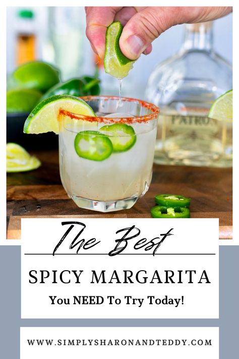 This spicy margarita recipe is the easiest and made with all fresh ingredients such as lime and jalapeno-infused tequila. It's the perfect addition to taco night or party! Spicy Margarita Recipe, Easy Drinks To Make, Yummy Summer Drinks, Traditional Margarita, Margarita Salt, Sweet N Spicy, Jalapeno Margarita, Orange Liqueur, Refreshing Summer Cocktails