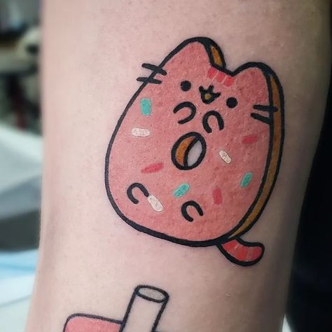 Pusheen Tattoo, Healed Tattoo, Tattoo 2024, Traditional Tattoo Inspiration, Tattoos Inspo, Piercings Ideas, Food Tattoos, Kawaii Tattoo, Gothic Tattoo