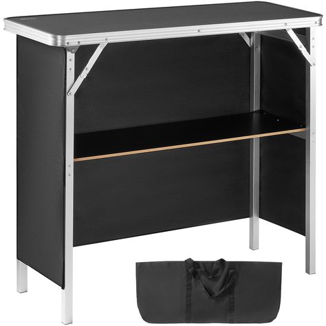 PRICES MAY VARY. Premium Durability: Our versatile, foldable portable bar table is built with sturdy aluminum alloy and MDF board to handle your long-term display needs. With a top supporting up to 111 lbs (50 kg) and a second-tier partition holding 66.7 lbs (30 kg), it's a reliable workhorse for your displays. Stability Assured: Say goodbye to wobbling displays! Our tradeshow podium table's four-legged design ensures stability on various surfaces, even carpets. Plus, the reinforced aluminum pol Portable Bar Table, Portable Bar, Home Bar Furniture, Trade Show Display, Wine Cabinets, Easy Breezy, Outdoor Party, Storage Shelf, Online Furniture Stores