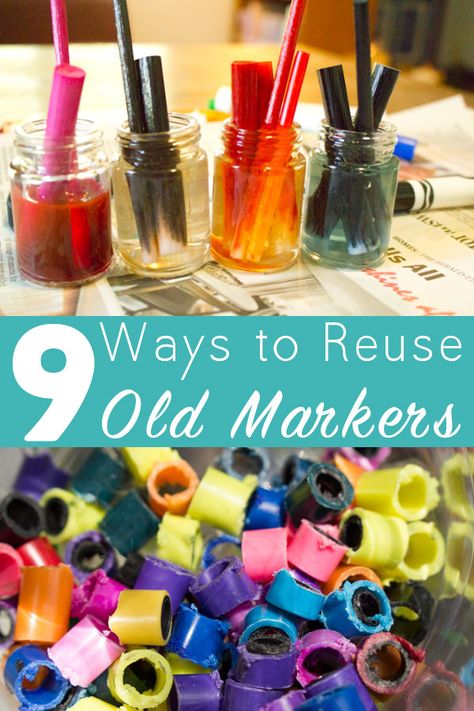 What To Do With Old Markers, Old Markers What To Do With, What To Do With Markers, Recycled Pens, Bucket Crafts, Craft Hacks, Diy Wood Stain, Library Crafts, Diy Marker