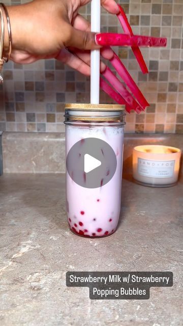 THEBESSLIFE on Instagram: "Strawberry Milk w/ Strawberry Popping Bubbles #valentines #love #valentinesday #gift #valentinegift #valentinesdaygift #valentinesday2024 #vday #bemyvalentine #boba #bubbletea #asmrsounds  #milktea #asmrvideo #millionaiiredee #tea #teashop #bobashop #fyp #foryou #foryoupage #strawberryboba #strawberrydrink #tapioca #easydrinkrecipes #easydrinks #easydrinksathome #aestheticdrinks #asmrdrinks" Popping Bubbles, Popping Boba, Strawberry Drinks, Easy Drink Recipes, Easy Drinks, Alcohol Drinks, Strawberry Milk, Tea Shop, Bubble Tea