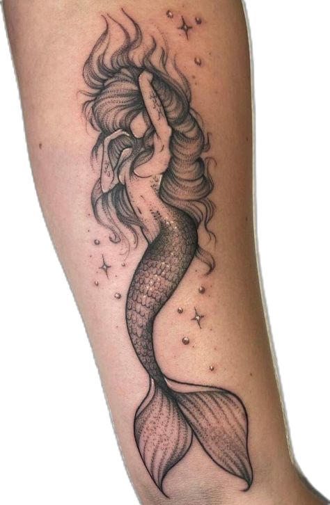 101 Best Black Mermaid Tattoo Ideas That Will Blow Your Mind! 10 Outsons Big Mermaid Tattoo, Mermaid Tattoo Black And White, Dark Mermaid Tattoo, Black Mermaid Tattoo, Mermaid Anchor Tattoo, Vintage Mermaid Tattoo, Animal Skull Tattoo, Mermaid Tattoo Ideas, Traditional Mermaid Tattoos