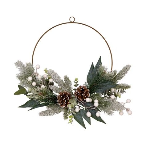 [BIG SALE] Christmas Wreaths Under $30 You’ll Love In 2023 | Wayfair Hoop Wreath Wall Decor, Winter Greenery, Wreath Wall Decor, Pinecone Wreath, Wreath Wall, Greenery Wreath, Indoor Christmas, Winter Home Decor, Faux Florals