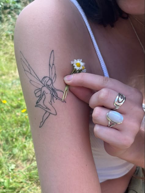 Fairy Tattoo On Forearm, Fairy Wrist Tattoo, Fairy Hip Tattoo, Sitting Fairy Tattoo, Color Fairy Tattoo, American Traditional Fairy Tattoo, Fairy Tattoo Arm, Pretty Fairy Tattoo, Matching Fairy Tattoos