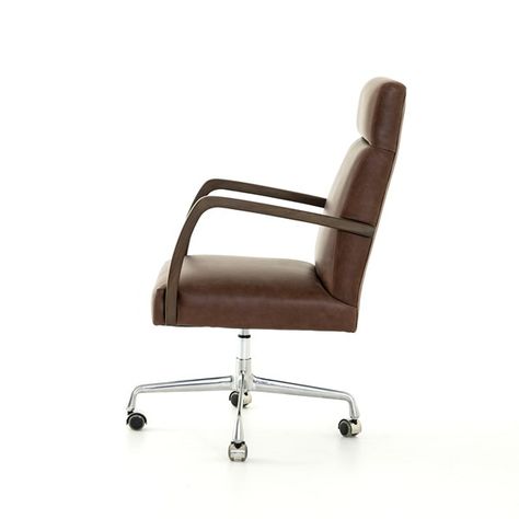 Office | BRYSON DESK CHAIR Brown Office Chair, Leather Desk, Havana Brown, Exposed Wood, Home Office Chairs, Brown Top, Burke Decor, Office Chairs, Stylish Furniture