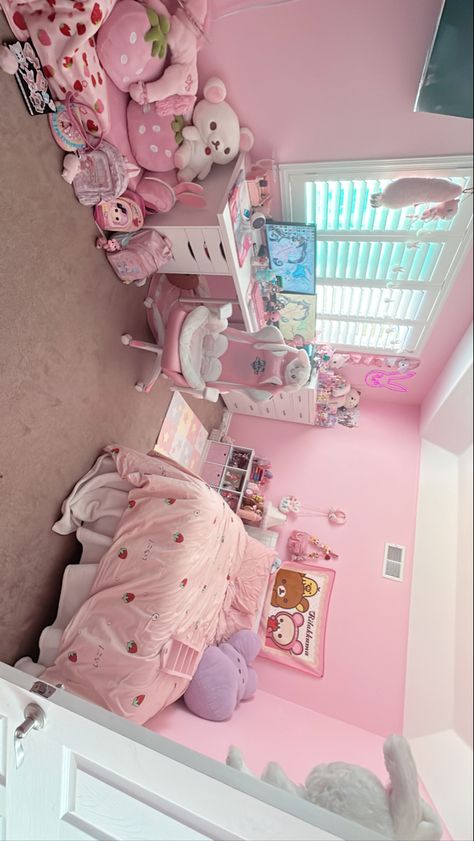 Kidcore Room, Polaroid Book, Sanrio Room, Hello Kitty Room Decor, Kawaii Room Ideas, Nice Rooms, Images Hello Kitty, Kawaii Bedroom, Hello Kitty Rooms