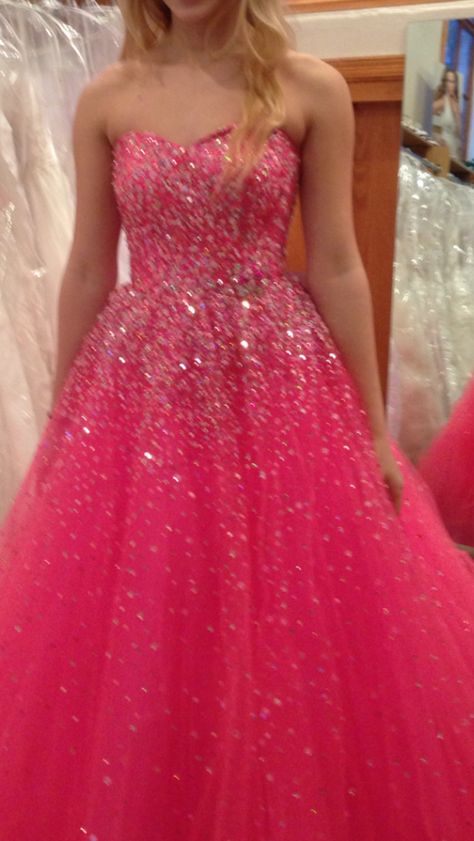 Pink ballgown Hot Pink Sweet 16 Dresses, Hot Pink Ballgown, Bling Outfits, Poofy Prom Dresses, Debs Dresses, Pink Ball Gown, Sparkle Wedding Dress, Floral Prom Dresses, Deb Dresses