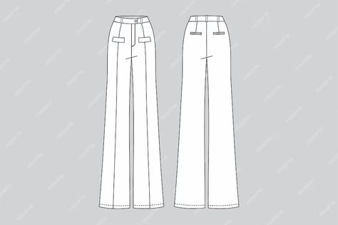 Premium Vector | Wide leg pantstechnical fashion illustration pants vectorpants draw woman pants Pants Technical Drawing, Pantaloon Pants, Pants Illustration, Pants Drawing, Woman Pants, Woman Drawing, Wide Pants, Technical Drawing, Fashion Drawing