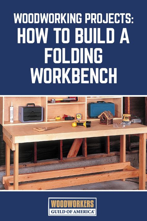 Folding Workbench Plans | WWGOA Folding Work Bench Diy, Diy Folding Workbench Wall Mounted, Fold Up Work Bench Diy, Folding Workbench Plans Diy, Space Saving Workbench Ideas, Diy Foldable Workbench, Fold Up Workbench, Fold Up Work Bench, Woodworking Bench Ideas