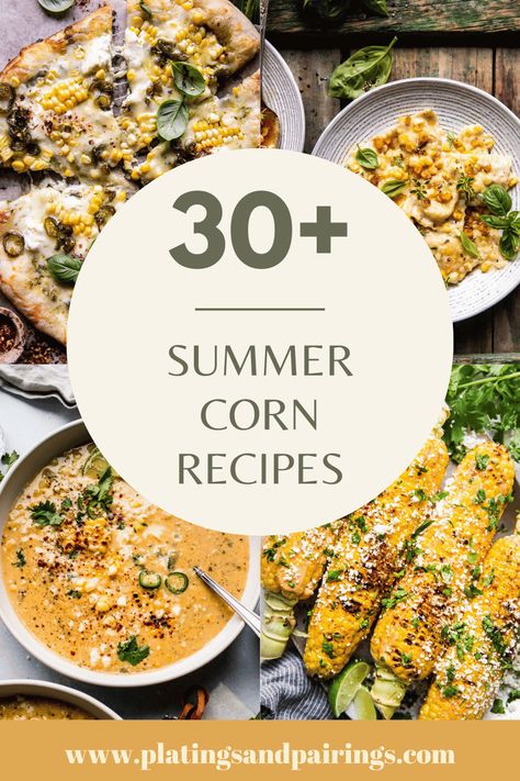 Corn is such a versatile ingredient. It's great in savory dishes, sweets, and everything in between. Here's 30+ delicious recipes using corn! Corn Recipes Main Dish, Corn Entree Recipes, Meals With Corn, Dishes With Corn, Corn Dishes Recipes, Corn Dinner Recipes, Corn Recipes Easy, Corn Puree Recipe, Recipes Using Corn