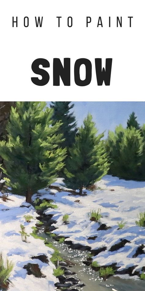 Pictures Of Mountains Nature, Oil Painting Snow Landscapes, Snowy Hills Painting, Painting Of Snow, How To Paint Snow Acrylics, Snow Scenes Painting, How To Paint Snow, Snow Painting Acrylic Winter Scenes, Painting Landscape Acrylic