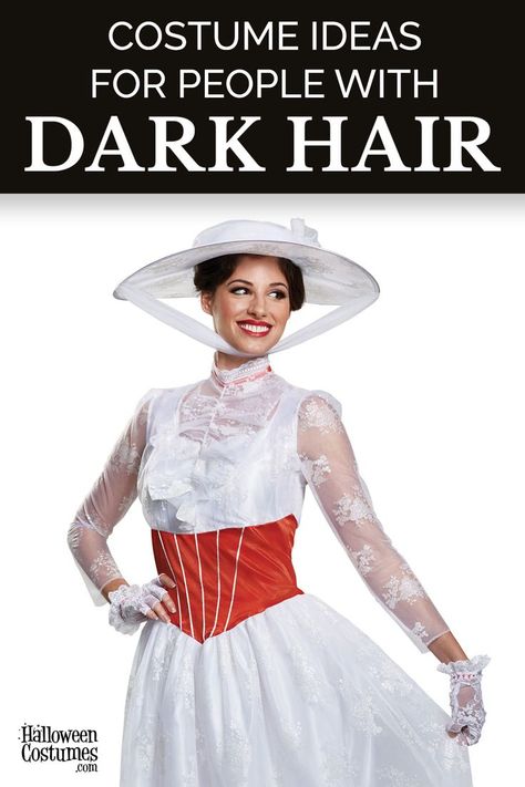 Dark hair is the most common hair color, which gives plenty of options when it comes to picking character costumes for Halloween! Whether you're hunting for brunette Halloween costumes or costumes with black hair, the world is at your fingertips. There are also tons of costume ideas if your dark hair is curly, long or even short! Keep reading to see what dark hair costume ideas HalloweenCostumes.com has to offer! Long Brown Hair Costume Ideas, Costumes With Black Hair, Dark Hair Costume Ideas, Brunette Halloween Costumes, Halloween Costumes For Brunettes, Brown Hair Halloween Costumes, 50's Costume, Halloween Costumes Brunette, Hair Movie