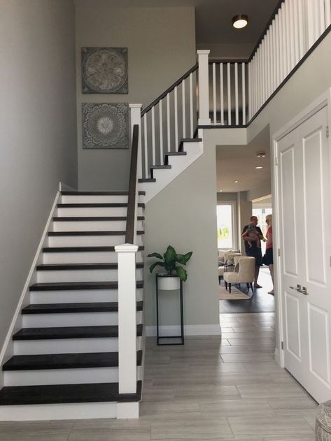 #stairsdecor #crafts #stairs #diy White Wash Staircase, Stairs Diy, Stair Railing Makeover, Stair Renovation, Raised House, Stairs Renovation, Staircase Design Modern, Rustic Bedroom Furniture, Stairs Makeover