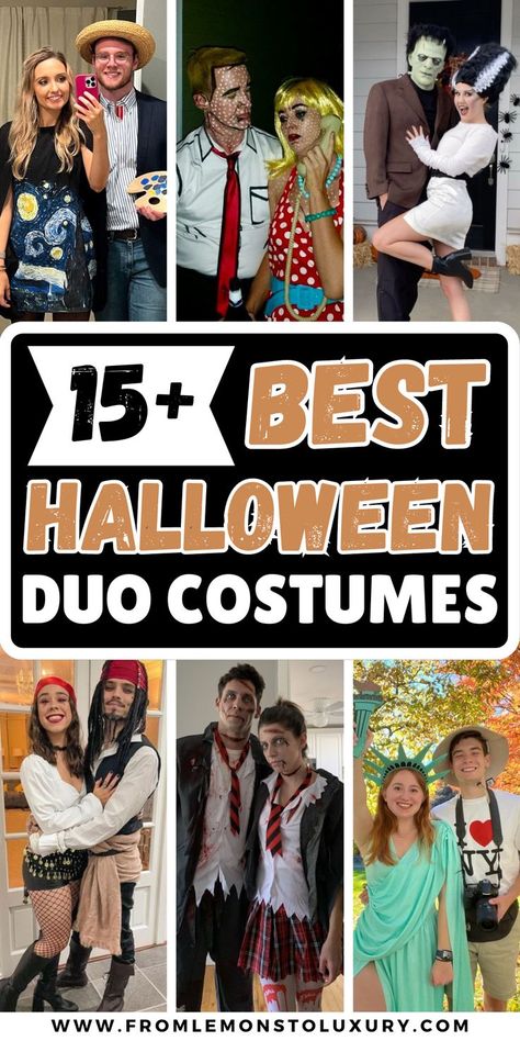 last minute halloween costumes for duos Easy Partner Halloween Costumes, Villain Duo Halloween Costumes, Last Minute Matching Halloween Costumes, Last Minute Halloween Costumes For Two, Couples Costume Easy Last Minute, Simple Couples Costumes Last Minute, Couples Halloween Costume Last Minute, The Mask Halloween Costume Couple, Duo Work Halloween Costumes