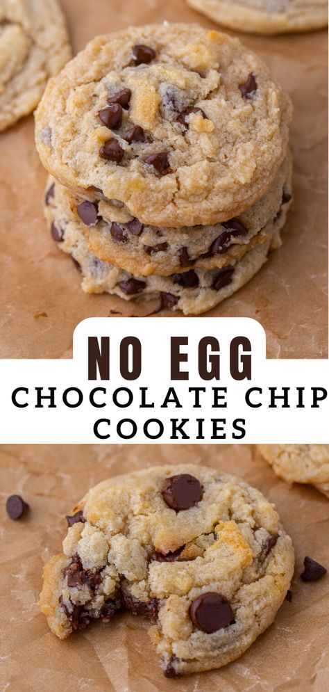 The easiest chewy eggless chocolate chip cookies ever! These are made with a secret ingredient that replaces the egg so perfectly. Add to that a few other simple ingredients to make the most delicious cookies that have almost the exact same text, mouth feel, and texture to regular egg chocolate chip cookies. Eggless Cookies Recipes, Eggless Sugar Cookies, Eggless Cookie Recipes, Lifestyle Of A Foodie, Eggless Chocolate Chip Cookies, Eggless Cookies, Egg Chocolate, Eggless Desserts, Chocolate Chip Cookies Recipe