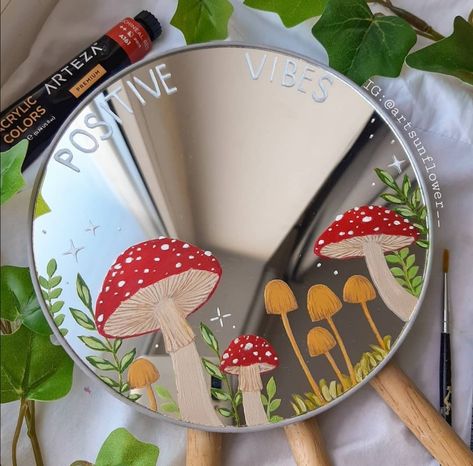 Crafts With Clay, Mirror Painting Ideas, Spiegel Diy, Painted Mirror Art, Mirror Drawings, Mirror Crafts, Mirror Painting, Paint And Sip, Easy Diy Art