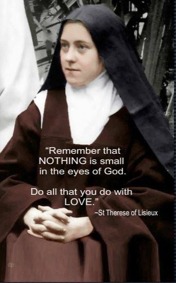 “Remember that nothing is small in the eyes of God. Do ALL that you do with LOVE.” St Therese of Lisieux. Santi Cattolici, St Teresa, Saint Quotes Catholic, Saint Teresa, St Therese Of Lisieux, Thérèse Of Lisieux, Catholic Images, St Therese, Saint Quotes