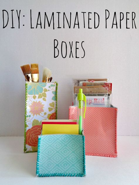 Wanna create some cute storage with only one piece of scrapbooking paper and have it all be laminated? Then check out this simple DIY! Laminator Projects, Laminating Projects, Laminating Ideas, Laminating Crafts, Diy Crafts For Teens, Diy Crafts For Adults, Paper Boxes, Paper Work, Paper Diy