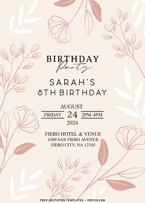 Download Now 11+ Opulent Flower Pattern Minimalist Birthday Invitation Templates Planning an afternoon in the garden filled with good food, drinks and loved ones? Read our top tips on how to turn your party to be best garden party as possible. First and foremost, throwing a garden... Birthday Invitation Card Zazzle, Birthday Invitations Floral, Aesthetic Invitations Birthday, Cute Birthday Party Invitations, Inventation Card Design Birthday, Invitation Card For Birthday Party, Birthday Card Ideas Invitation, Birthday Invation Card Ideas, Birthday Invitations Flowers