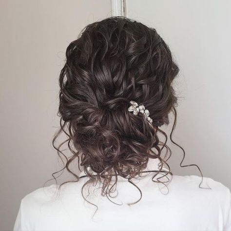 Low Bun for All Hair Types Curly Hair Bun Styles, Debs Hairstyles, Low Bun Bridal Hair, Curly Prom Hairstyles, Grad Hairstyles, Hairstyle Ideas For Long Hair, Low Bun Wedding Hair, Curly Bridal Hair, Cute Hairstyle Ideas