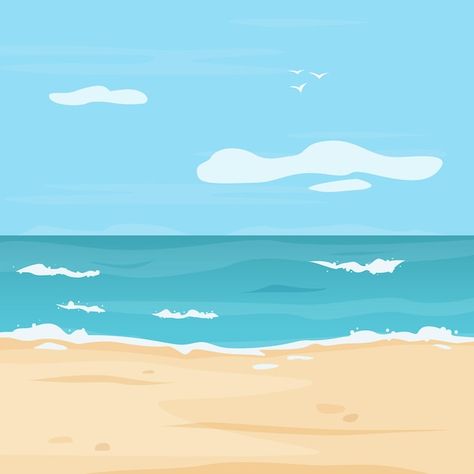 Beach Illustration Background, Beach Animation Background, Beach Landscape Illustration, Beach Scene Illustration, Sea Cartoon Background, Beach Background Drawing, Beach Cartoon Background, Anime Beach Background, Sea Background Illustration