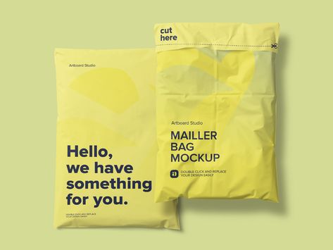 Mailer Bag Mockup Scene by Artboard Studio on Dribbble Packaging Mailer Design, Packaging Design Polymailer, Plastic Packaging Design Clothing, Packaging Design For Bags, Polymailer Packaging Ideas, Mailer Packaging Design, Plastic Bag Design Packaging, Mailer Bag Design, Polymailer Packaging Design