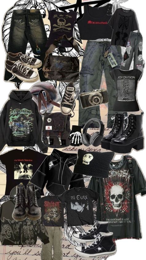 Clothes Y2k Grunge, Stile Punk Rock, Ropa Punk Rock, Clothes Alternative, Punk Style Outfits, Grunge Fits, Estilo Emo, Mode Emo, Clothes Y2k