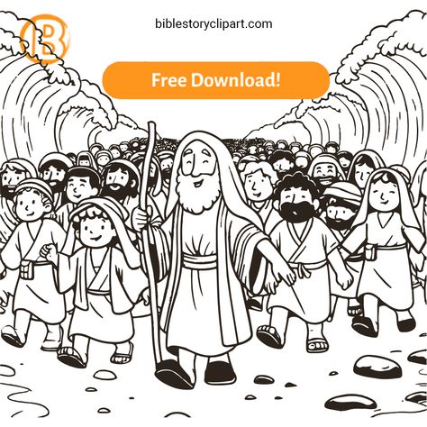 Moses and the Israelites crossing the Red Sea Coloring Page Moses Parting The Red Sea Coloring Page, Moses Parted The Red Sea Craft, Red Sea Crossing Craft, Moses Parts The Red Sea Coloring Page, Moses Crosses The Red Sea Craft, Moses Parts The Red Sea Craft, Moses Clipart, Red Sea Coloring Page, Moses Coloring Page