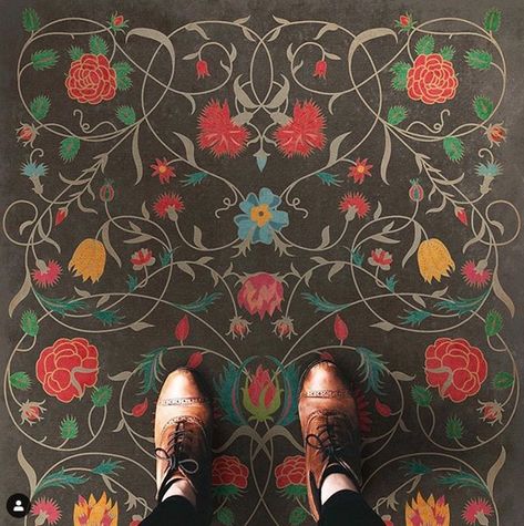 ihavethisthingwithfloors Let’s get lost in this beautiful wild flower garden...🌱amazing floor by @vintage.vinyl #vintagevinyl#spicherandcompany Distressed Floors, Vinyl Floor Cloths, Vintage Vinyl Flooring, Floor Cloths, Floral Area Rug, Floor Cloth, Jaisalmer, Vinyl Floor, Artisan Gift