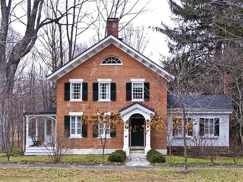 Brick Farmhouse, Brick Houses, Red Brick House, Brick Exterior House, Cozy Farmhouse, Farmhouse Exterior, Cute House, Colonial House, Exterior Brick