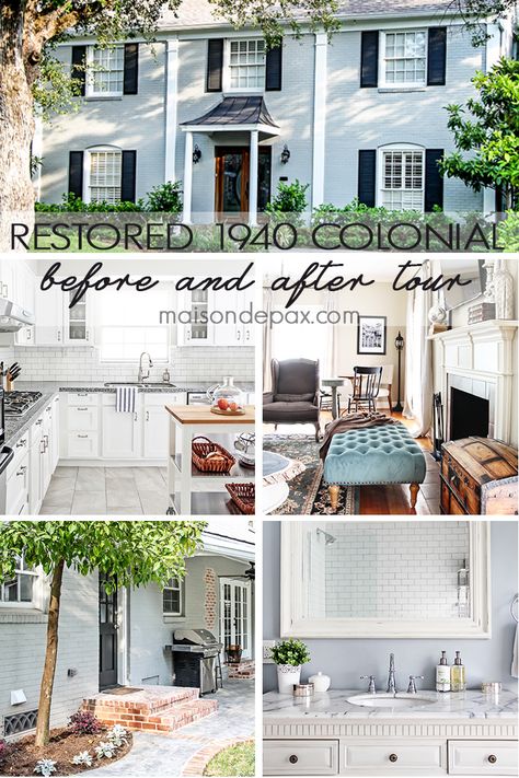 What a lovely restoration!  A 1940 colonial is made beautifully modern and functional while maintaining its original charm: get the full before and after at maisondepax.com Colonial House Interior Design, Colonial Remodel, Colonial House Interior, Colonial Interior Design, Center Hall Colonial, Colonial Interior, Modern Colonial, After Pictures, Flipping Houses