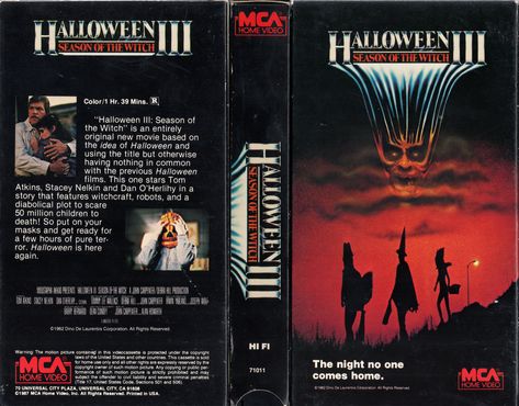 halloween 3  vhs Horror Vhs Covers, Vhs Cover, Trevor Henderson, Vhs Box, Halloween Crafts Preschool, Halloween Iii, Halloween Film, Dvd Cover, Moving Images