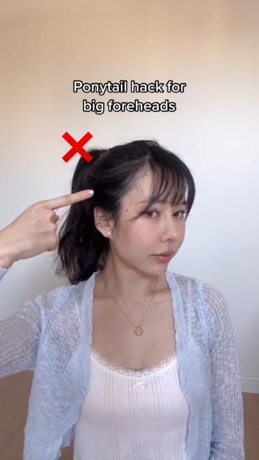 Beautiful Korean Hairstyles for Beginners Hair For Big Foreheads, Medium Hair Ponytail, Korean Hairstyle Ideas, Haircut For Big Forehead, Forehead Hair, Korean Hairstyles, Easy Hairstyles For Thick Hair, Cute Ponytails, Hair Cutting Techniques