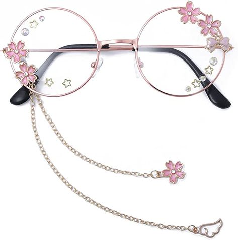 Bat Glasses, Glasses With Chain, Kawaii Glasses, Kawaii Sakura, Costume Glasses, Punk Cosplay, Accessories Kawaii, Kawaii Cosplay, Accessories Cute