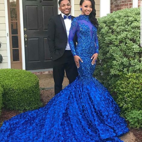 Show Out Then Faith 👏🏽✈️ Follow Me On The Pin:@Miya 💓 Mermaid Prom Dresses With Sleeves, After Prom Outfit, Prom Attire, Royal Blue Prom, Prom Couples, Prom Inspiration, Blue Prom Dresses, Prom 2020, Homecoming Outfits